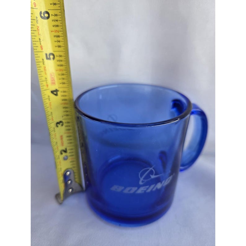 Vintage Boeing Cobalt Blue Glass Coffee Mug Logo Aviation Employee ...