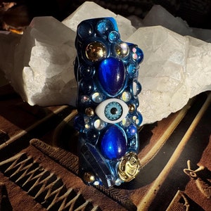 Ethereal Aquarius Zodiac Lighter Cover– Blue Hues, Quartz, Kyanite & Oceanic Accents
