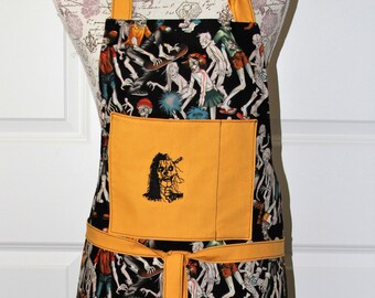 Unisex Chef, BBQ, Cobbler style Apron  Happy Halloween High School Zombie Apron with Embroidered Zombie