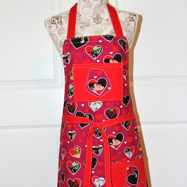 Star Wars Ladies/Mans Valentines Apron with Good vs Evil all in heart shapes