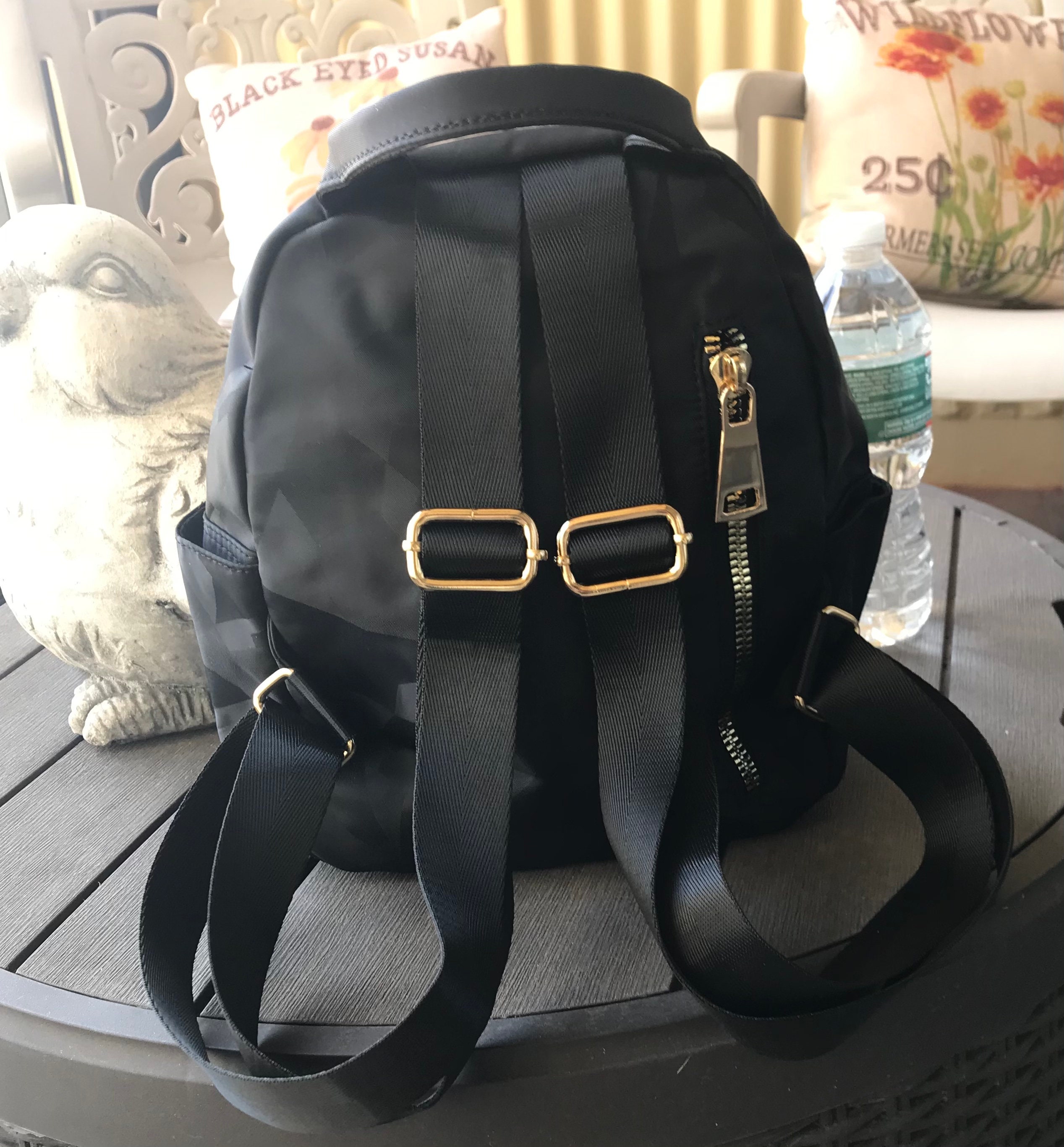 BACKPACK, Black Camo, Nylon, MINI, Gold Hardware and Zippers BACKPACK, Black Camo, Nylon, MINI, Gold Hardware and Zippers