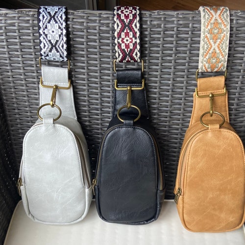 Vegan Leather Sling Bag With Guitar Strap Etsy