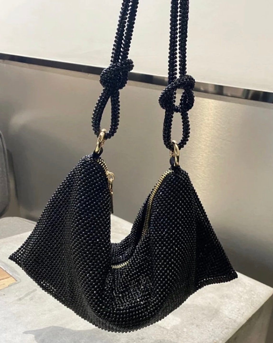 Rhinestone Mesh Shoulder Bag Set