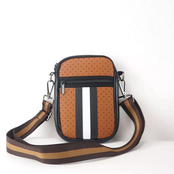 CROSSBODY NEOPRENE Brown Cellphone bag Guitar strap brown black