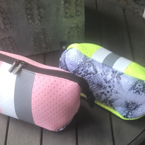 NEOPRENE Travel/Cosmetic bag, Neoprene, snakeskin bottom, clutch
