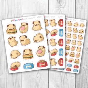 Kawaii Pug Stickers | AD051