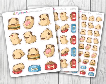 Kawaii Pug Stickers | AD051