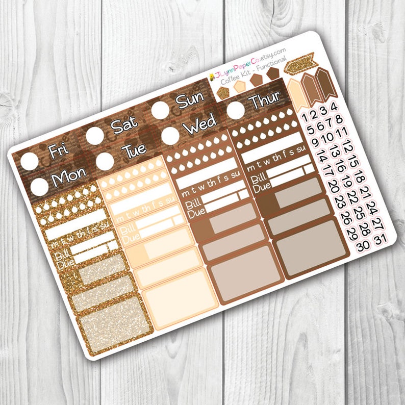 Coffee DELUXE Weekly Planner Sticker Kit - Etsy
