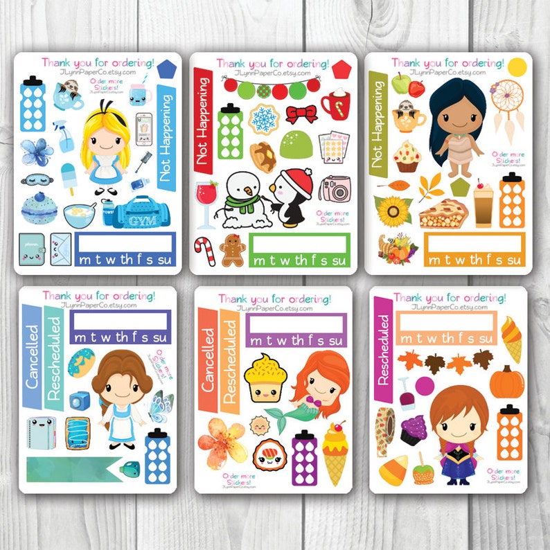 Kawaii Magical Girl 2016 Sampler Collection Colorful Erin Condren Vertical Planner Stickers ECLP Anime