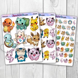 Pocket Monsters Character Stickers 1 Sheet of each Size