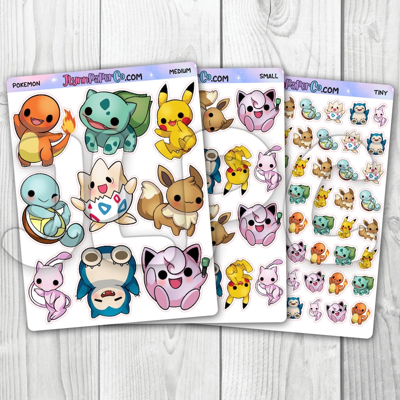 Pocket Monsters Character Stickers 1 Sheet of each Size