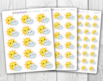 Kawaii Partly Cloudy Weather Stickers | AA004