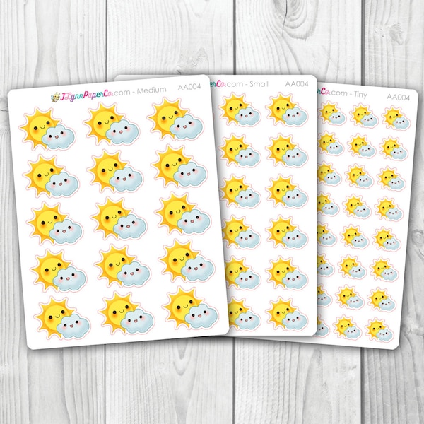 Kawaii Partly Cloudy Weather Stickers | AA004