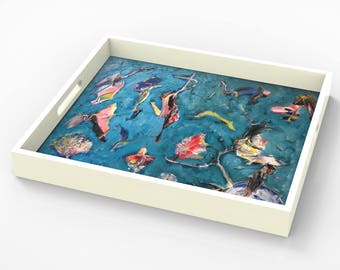 Lacquer tray By Bruce Mishell titled "The Birds"