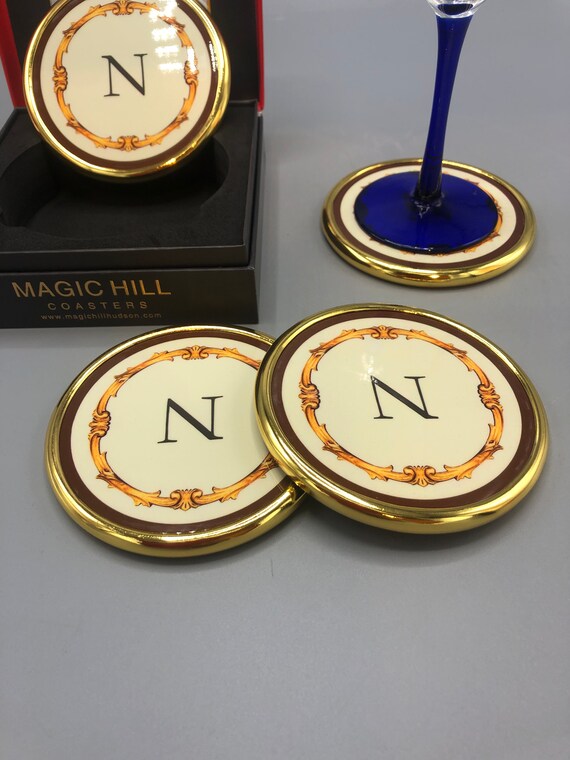 Monogrammed Coasters by Magic Hill - "N" set of 4