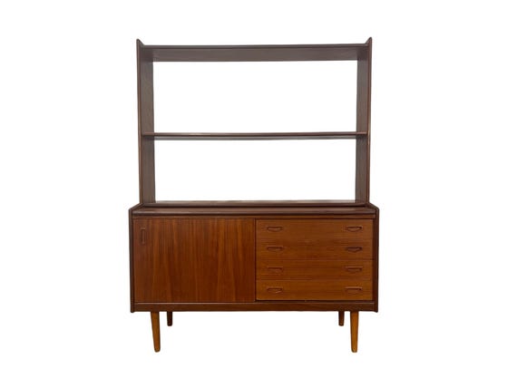Teak sideboard with writing desk and shelves