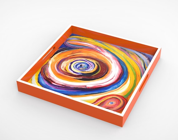 Lacquer tray featured Artist Bruce Mishell titled "Eye On You"