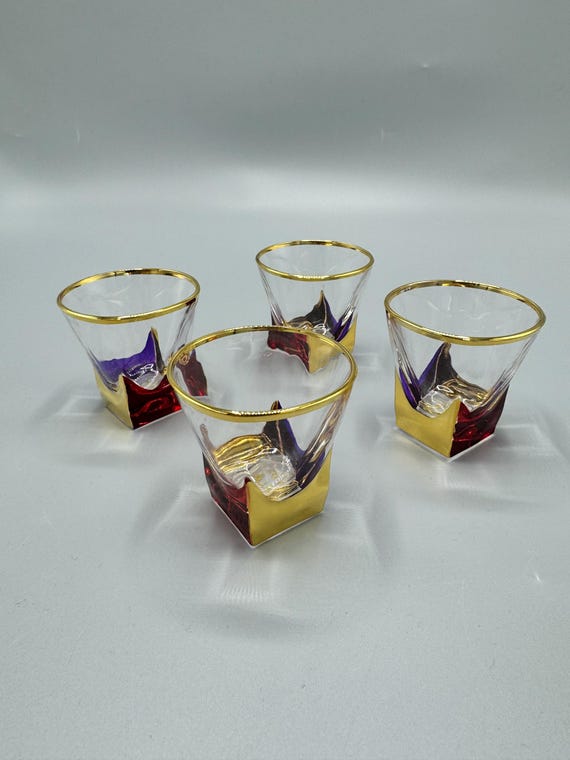 Murano Style Italian Crystal Shot Glasses by Zecchin - set of 4!