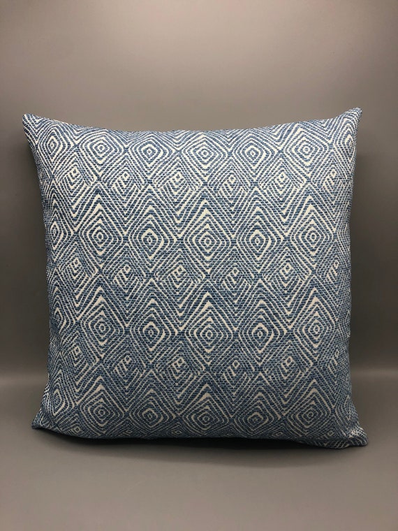Contemporary handmade Geometric blue pattern pillow square 17" x 17" inches