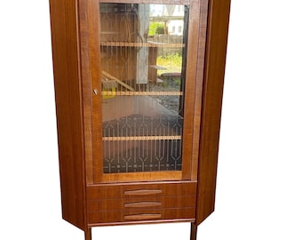 Mid-Century Danish Rosewood corner cabinet with glass door and 3 drawers