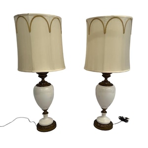 Pair of mid-century / 1960s porcelain table lamps