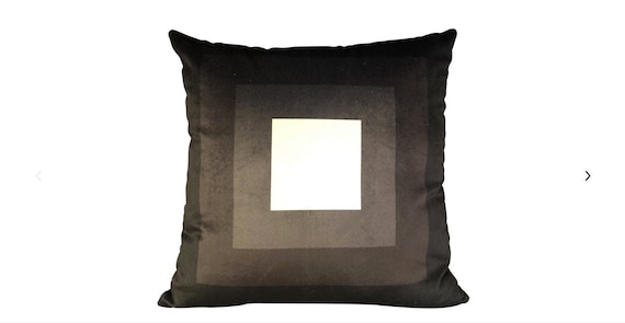 Modern Handmade Black and White Geometric Print Velvet Pillow