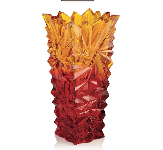 Murano style heavy sculptured orange heavy Vase