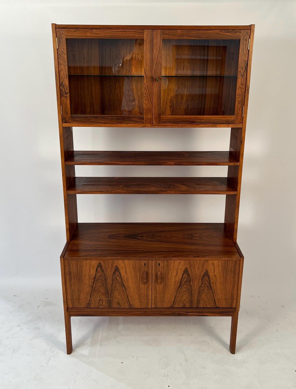 Mid Century Rosewood Bookcase With Cabinets - Etsy