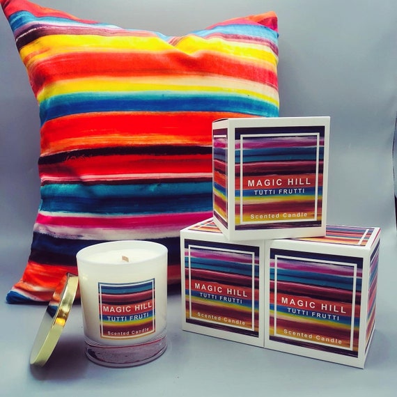 Hand poured coconut wax TUTTI FRUITI Scented Candle by Magic Hill