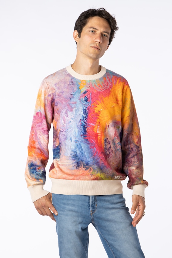 Bruce Mishell Sweater 100% cotton with Art print "The Other Side" Not Available Backorder Only