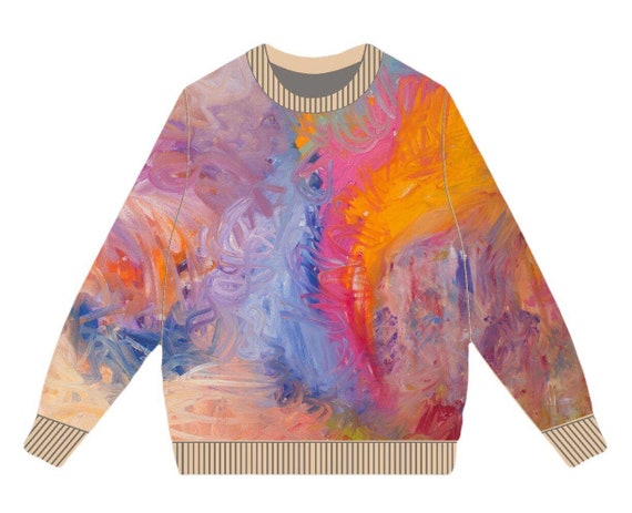 Bruce Mishell Sweater 100% cotton with Art print "The Other Side" Not Available Backorder Only