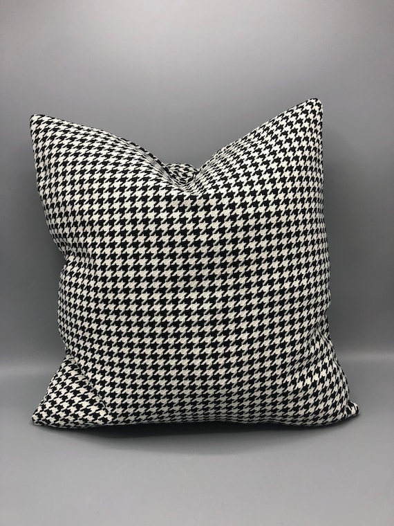 Contemporary handmade Black and white houndstooth pattern pillow square 17" x 17" inches