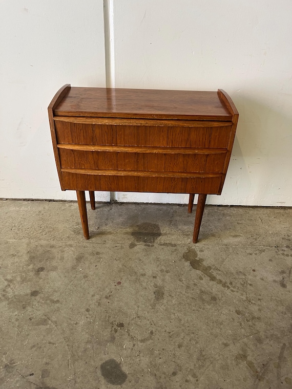 Mid-Century Danish Teak small chest nightstand 1960's  (ONE)