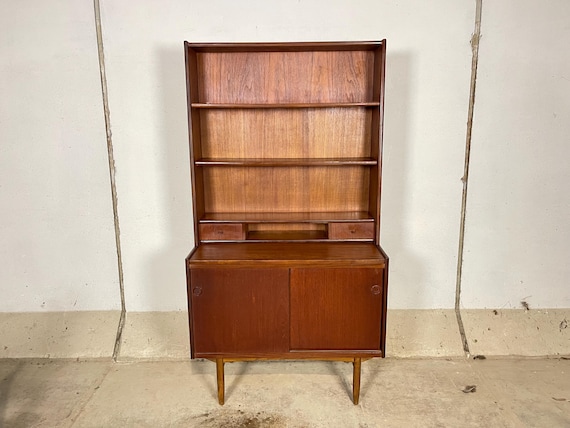 Mid Century Teak bookcase with desk and lower cabinet