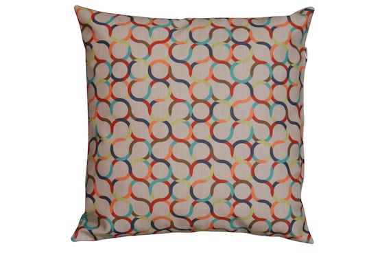 Mid century Retro made to order multicolored geometric pillows made out of vinyl. 18x18" inches