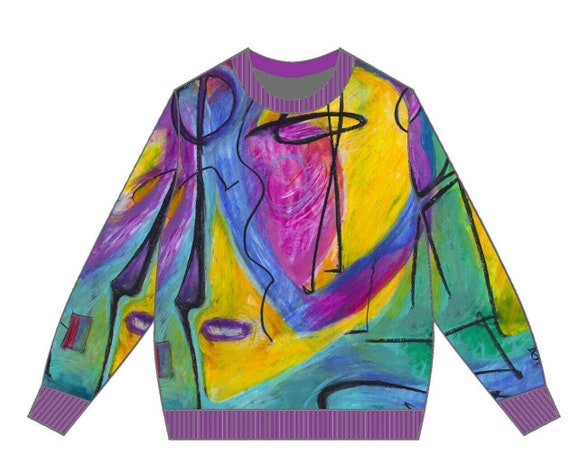 Bruce Mishell Sweater 100% Cotton With "Myra" Art Print Available M, L, Xl