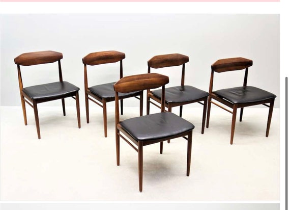 Mid Century Solid teak frame and nappa seats set of (5) 1960's