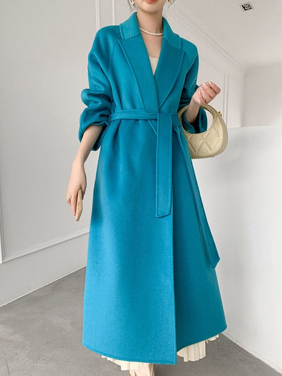 Double breasted Australian wool women coat