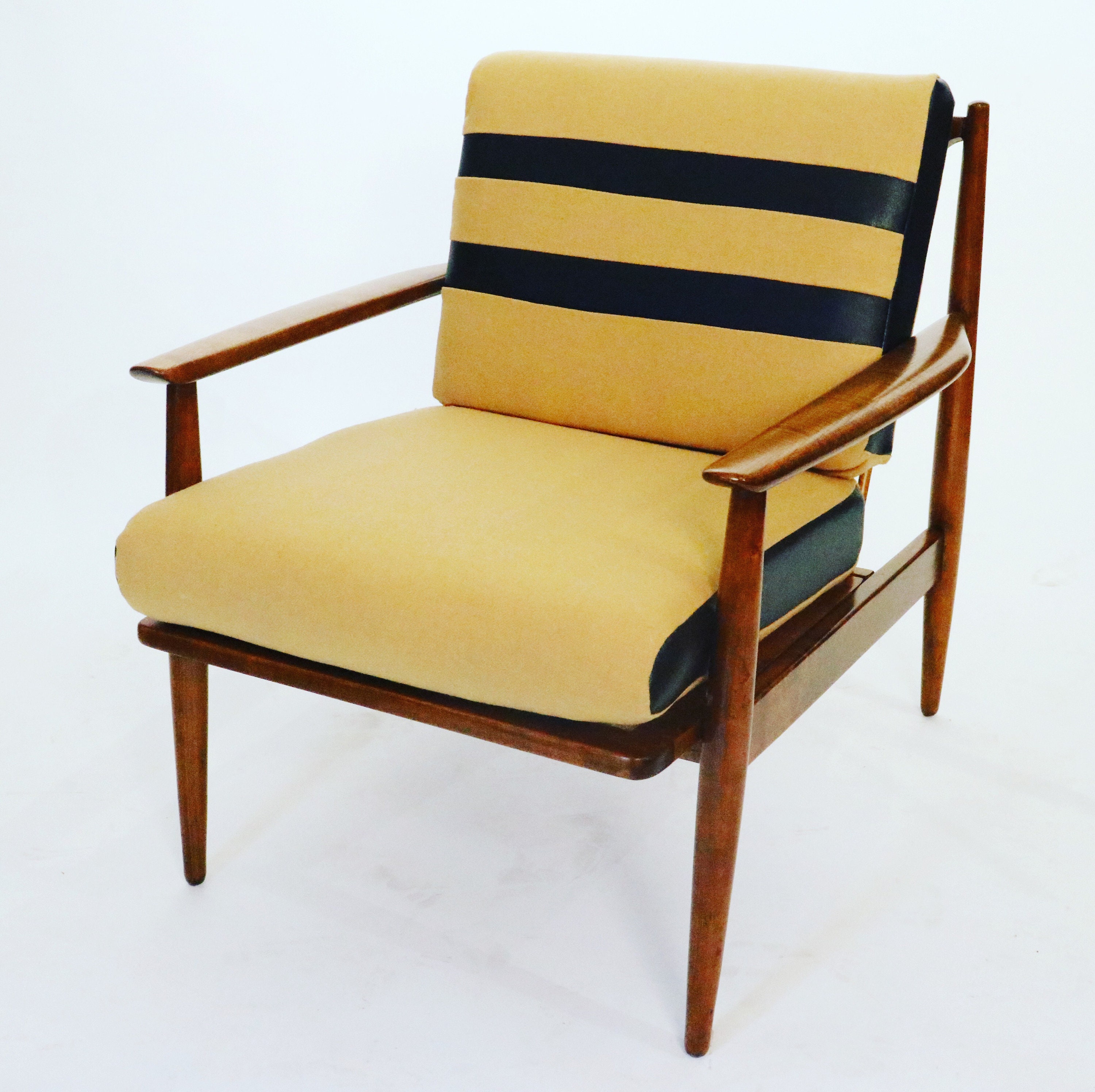 Curated Mid century danish arm chair with wool cushions 1970’s Circa