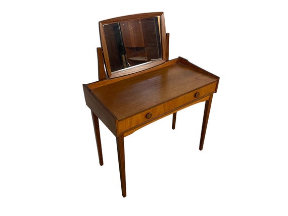Vintage Mid Century Danish Modern Vanity Desk Table w/ Mirror