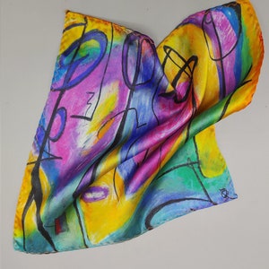 100% Silk handkerchief scarf pocket square print inspired by Bruce Mishell