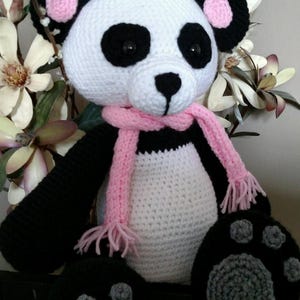 Panda Stuffed Toy, Panda Doll, Handmade crochet doll, made with love, by Marissa&#39;s Favorite Things