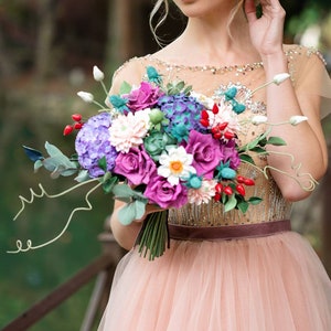 Handmade Polymer Clay Bridal Bouquet - Forever Flowers, Eternal Wedding Bouquet