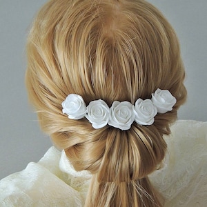 Bridal Wedding Hair Accessories, Hair Pins with White Roses, Artificial Flowers for Brides, Wedding accessory, Handmade flowers