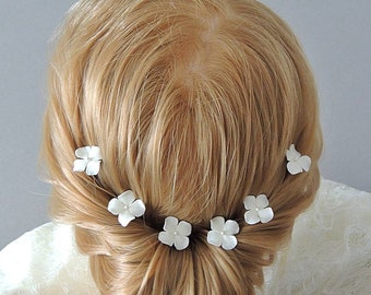 Hochzeit Haarspangen für die Braut, Elfenbeinblumen für die Braut, Blumenhaarnadeln für Brautjungfern, handgefertigte Accessoires für die Hochzeit