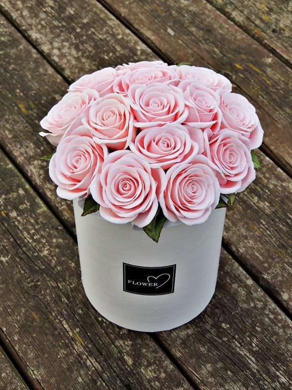 Confezione Regalo Rotonda in Pelle Rosa con Scatola di imballaggio per Anniversario di Compleanno