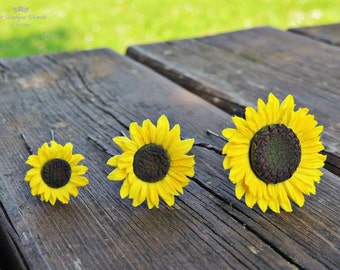 Épingles à cheveux de tournesoli, épingles à cheveux, accessoires pour cheveux, tournesol , Hairpins petits , clothespins