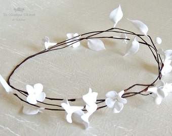 White crown , Crown for the bride , Crown handmade , Polymer clay of Corona , Corona for hairstyle , Accessories wedding