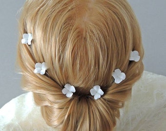 Horquillas blancas para novia, Accesorios para el cabello de boda, Postizos de novia, Conjunto de 6 horquillas con flores