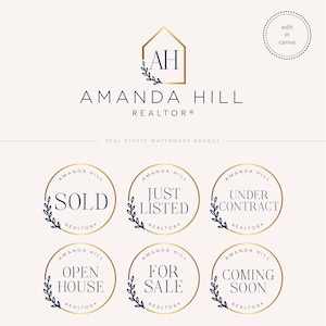 Realtor Logo, Home Logo, Gold Real Estate Logo, Leaf House Logo, Real Estate Branding, Interior Design Logo, House Logo